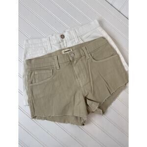 NWOT L’AGENCE Shorts - Tan & White Mid Rise Denim Raw Hem Chic - Bundle Sz 25